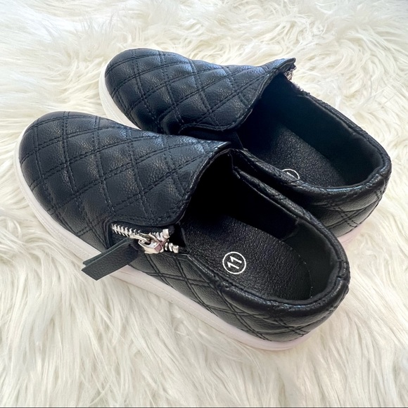 Black Quilted Slip On Shoes - Picture 2 of 4